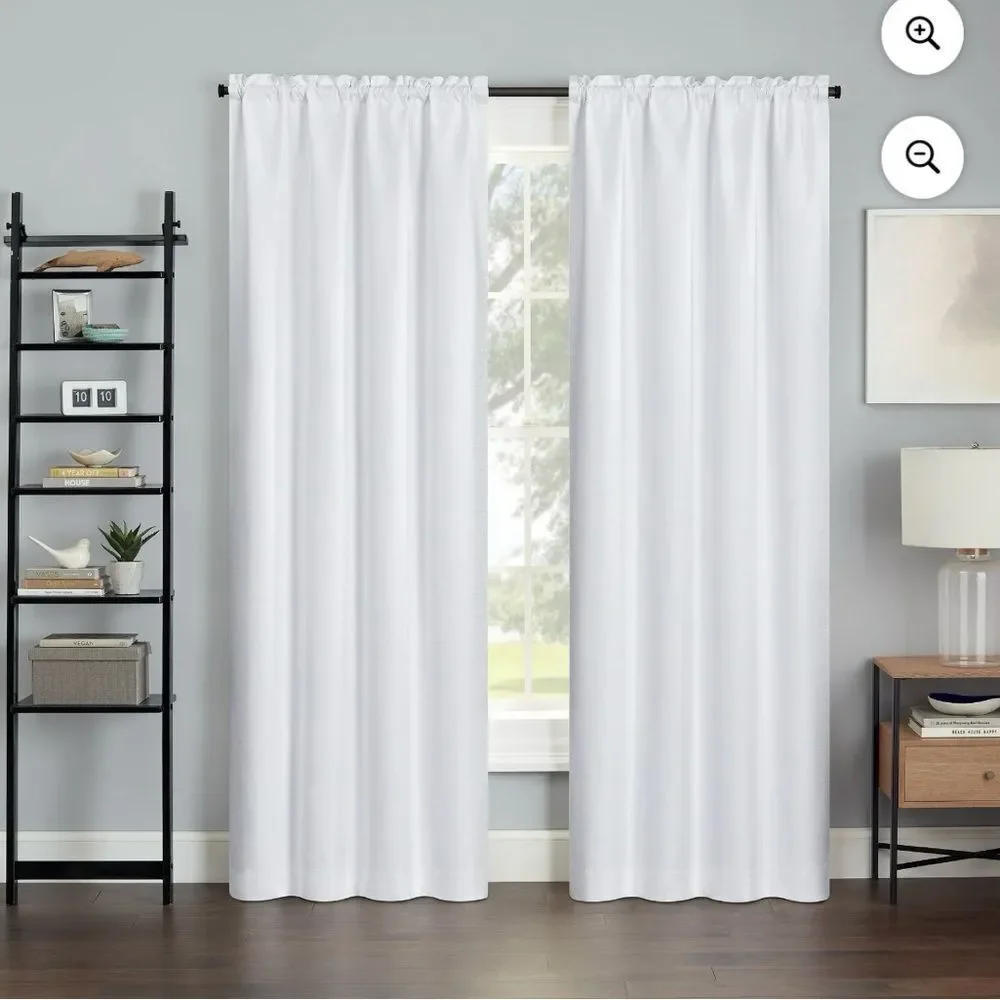 4 panels Victoria Voile white Sheer Rod Pocket Window Curtains measures 38”x87”
